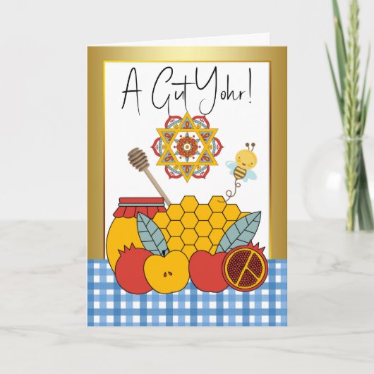 Rosh Hashanah Yiddish A Gut Yohr Karte (Vorderseite)