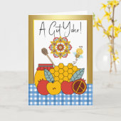 Rosh Hashanah Yiddish A Gut Yohr Karte (Gelbe Blume)