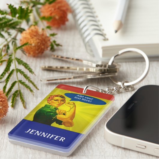 Rosie das Nieteneinschläger-heilige Rosenbeet Schlüsselanhänger (Vorderseite rechts)