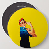 Rosie die Nieteneinschläger-Retro Entwurfs-Art Button (Vorne & Hinten)