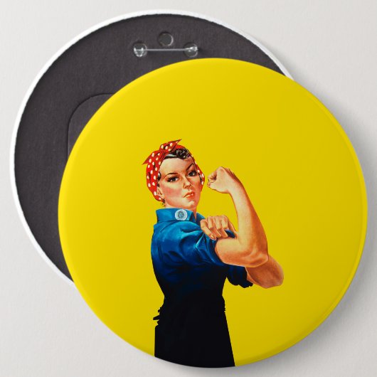 Rosie die Nieteneinschläger-Retro Entwurfs-Art Button (Vorne & Hinten)