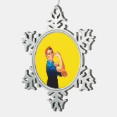 Rosie die Nieteneinschläger-Retro Entwurfs-Art Schneeflocken Zinn-Ornament (Rechts)