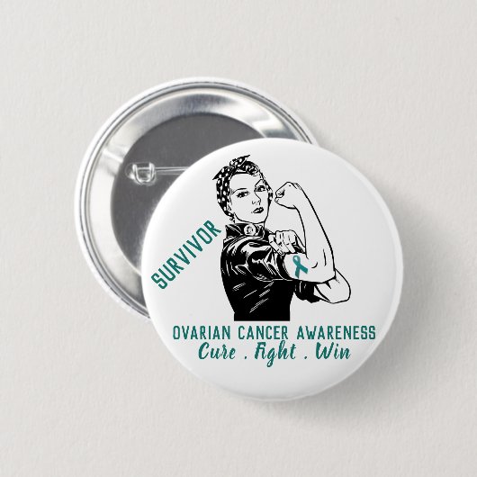 Rosie Fights Ovarialkrebs Survivor Button (Vorne & Hinten)