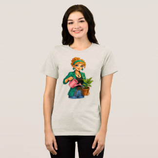 Rosie Max Cartoon Girl T-Shirt – Süße Orange Locke Tri-Blend Shirt