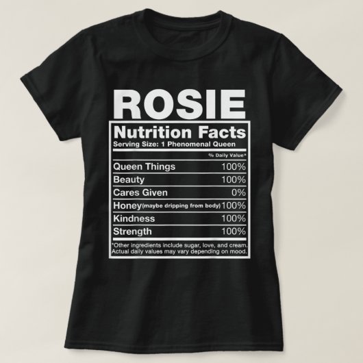 Rosie Nutrition Facts Rosie Name Birthday Shirt (Design vorne)