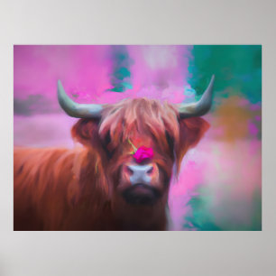 "Rosie of the Highlands" – Highland-Kuh-Porträt Poster