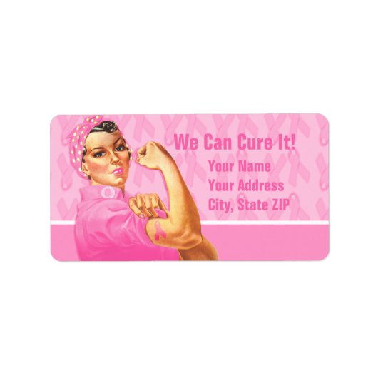 Rosie Riveter Custom Cancer Adressaufkleber (Vorne)