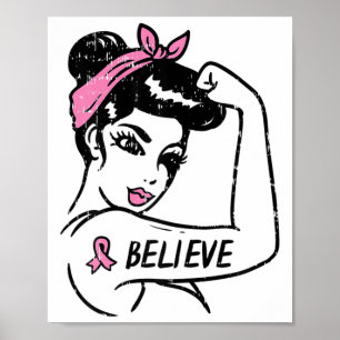 Rosie Riveter glaubt Pink Ribbon Brustkrebs Aw Poster