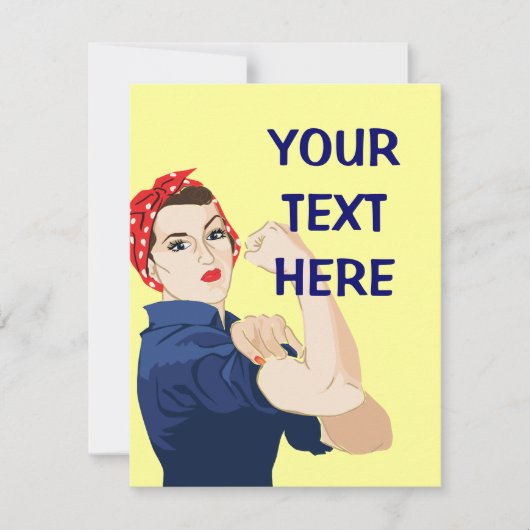 Rosie Riveter, individuell einstellbar Einladung (Vorderseite)