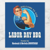 Rosie Riveter LABOR DAY GRILLEN Weinetikett (Einzelnes Label)