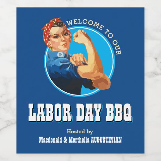 Rosie Riveter LABOR DAY GRILLEN Weinetikett (Einzelnes Label)