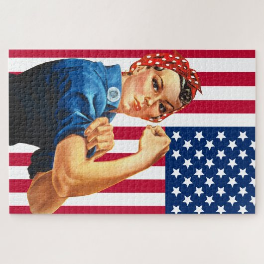 Rosie Riveter mit Flagge Puzzle (Horizontal)