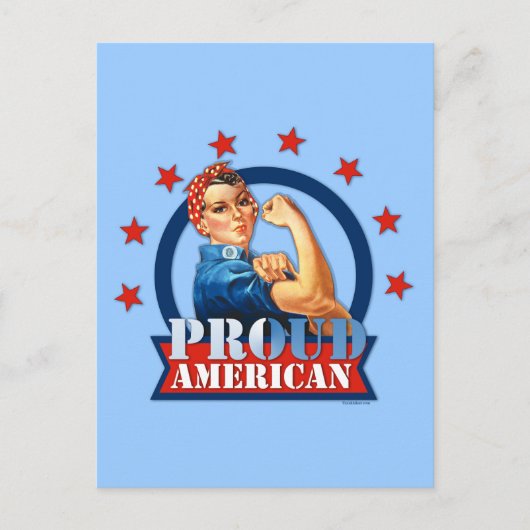 Rosie Riveter Proud American Postcard Postkarte (Vorderseite)