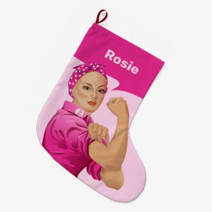 Rosie the Riveter Breast Cancer Awareness Großer Weihnachtsstrumpf