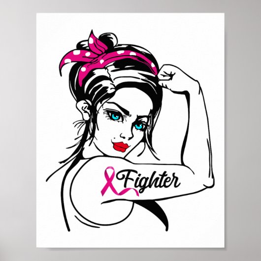 Rosie The Riveter Breast Cancer Awareness Poster (Vorne)
