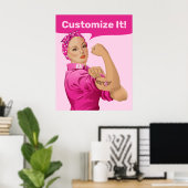 Rosie the Riveter Breast Cancer Awareness Poster (Heimbüro)