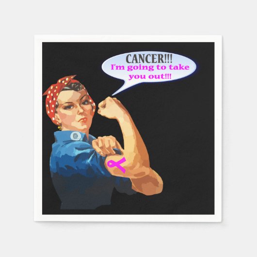 Rosie the Riveter Breast Cancer Wohltätigkeit Desi Serviette (Vorderseite)