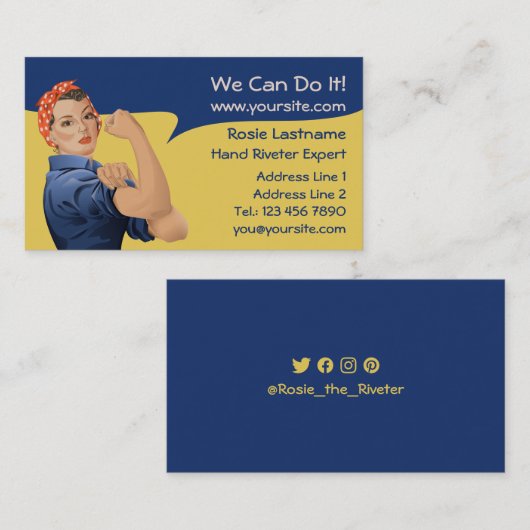 Rosie the Riveter Business Card Visitenkarte (Vorne/Hinten)