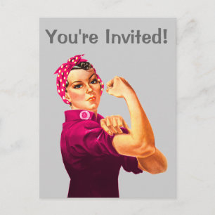 Rosie The Riveter - Cancer Pink Einladungspostkarte