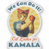 Rosie The Riveter Cat Ladys for Kamala Harris Aufkleber (Vorderseite)