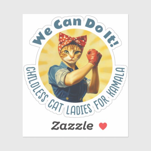 Rosie The Riveter Cat Ladys for Kamala Harris Aufkleber (Blatt)