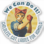 Rosie The Riveter Cat Ladys for Kamala Harris Aufkleber (Vorderseite)