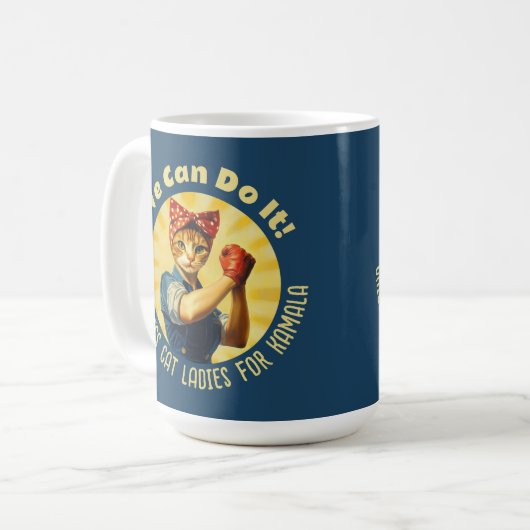 Rosie The Riveter Cat Ladys for Kamala Harris Kaffeetasse (Vorderseite Links)
