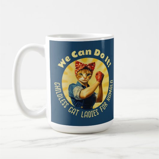 Rosie The Riveter Cat Ladys for Kamala Harris Kaffeetasse (Links)