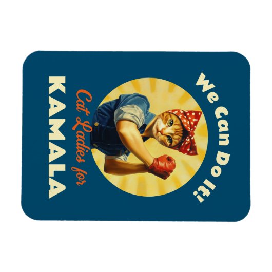 Rosie The Riveter Cat Ladys for Kamala Harris Magnet (Horizontal)