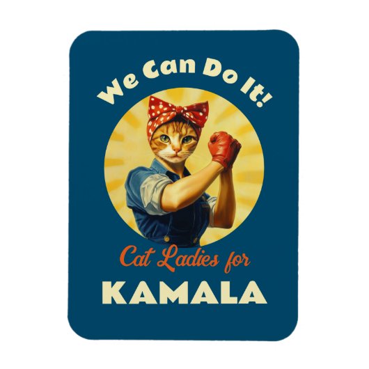 Rosie The Riveter Cat Ladys for Kamala Harris Magnet (Vertikal)