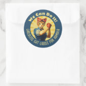 Rosie The Riveter Cat Ladys for Kamala Harris Runder Aufkleber (Tasche)