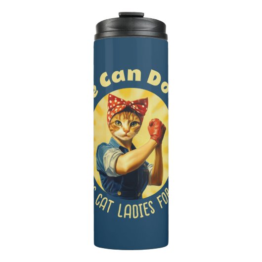 Rosie The Riveter Cat Ladys for Kamala Harris Thermosbecher (Vorderseite)