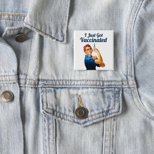 Rosie the Riveter Covid-19 Impfstoff geimpft Button (Beispiel)