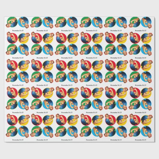 ROSIE THE RIVETER Customizable Proverbs 31 Geschenkpapier (Flach)