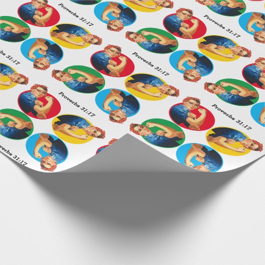 ROSIE THE RIVETER Customizable Proverbs 31 Geschenkpapier (Ecke)