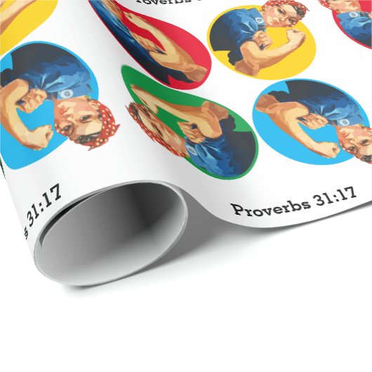 ROSIE THE RIVETER Customizable Proverbs 31 Geschenkpapier (Rolleneckpunkt)