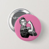Rosie-The-Riveter Feminist Line-Art Grafik Button (Vorne & Hinten)