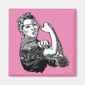 Rosie-The-Riveter Feminist Line-Art Grafik Magnet (Vorne)