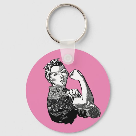Rosie-The-Riveter Feminist Line-Art Grafik Schlüsselanhänger (Vorderseite)