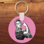 Rosie-The-Riveter Feminist Line-Art Grafik Schlüsselanhänger (Vorderseite)