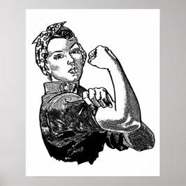Rosie The Riveter Feminist (Solid-Fill Version) Poster