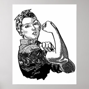 Rosie The Riveter Feminist (Transparent-No-Fill) Poster