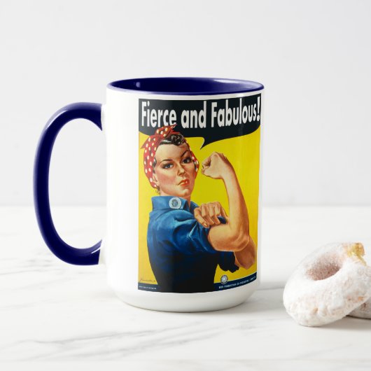 Rosie The Riveter Fierce und fabulous Trendy Tasse (Mit Donut)