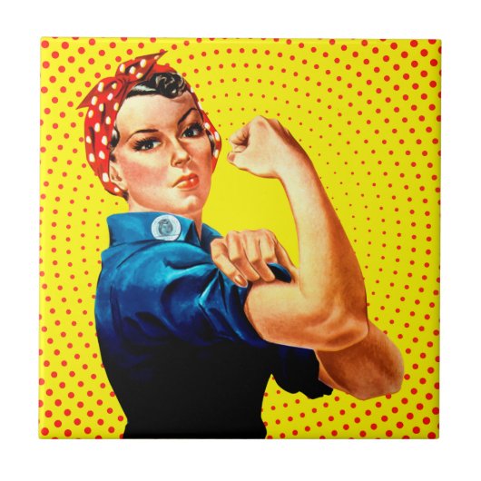 Rosie the Riveter Flexing Muscle - Empowerment Fliese (Vorderseite)
