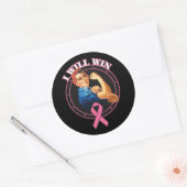 Rosie The Riveter I will Brustkrebs gewinnen Runder Aufkleber (Umschlag)