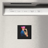Rosie the Riveter in Pink Pussy Hat Magnet (In Situ (Geschirrspüler))