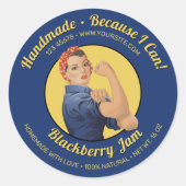 Rosie the Riveter Jar Lid Label Runder Aufkleber (Vorderseite)