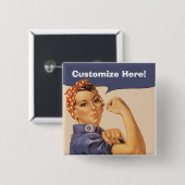 Rosie the Riveter! Knopf Button (Vorne & Hinten)
