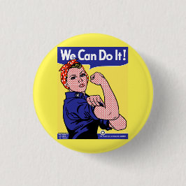 Rosie the Riveter Meet Roy Lichtenstein Pop Art Button