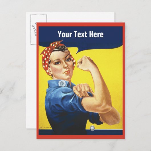 Rosie the Riveter mit Ihrem benutzerdefinierten Te Postkarte (Vorne/Hinten)